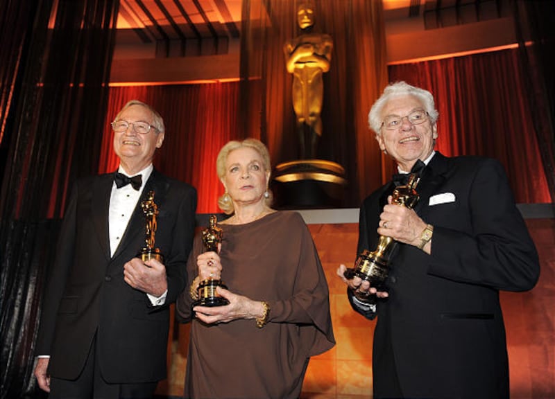 Filmmaker Roger Corman, left, actress Lauren Bacall, center, and cinematographer Gordon Willis pose with their honorary Oscars following The Academy of Motion Picture Arts and Sciences 2009 Governors Awards, Saturday.