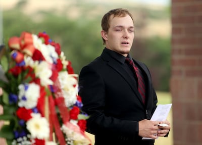 James Burgess talks about his father, Richard Burgess, who was former prisoner of war in Vietnam, during services at Camp Williams in Bluffdale on Friday, July 26, 2019.