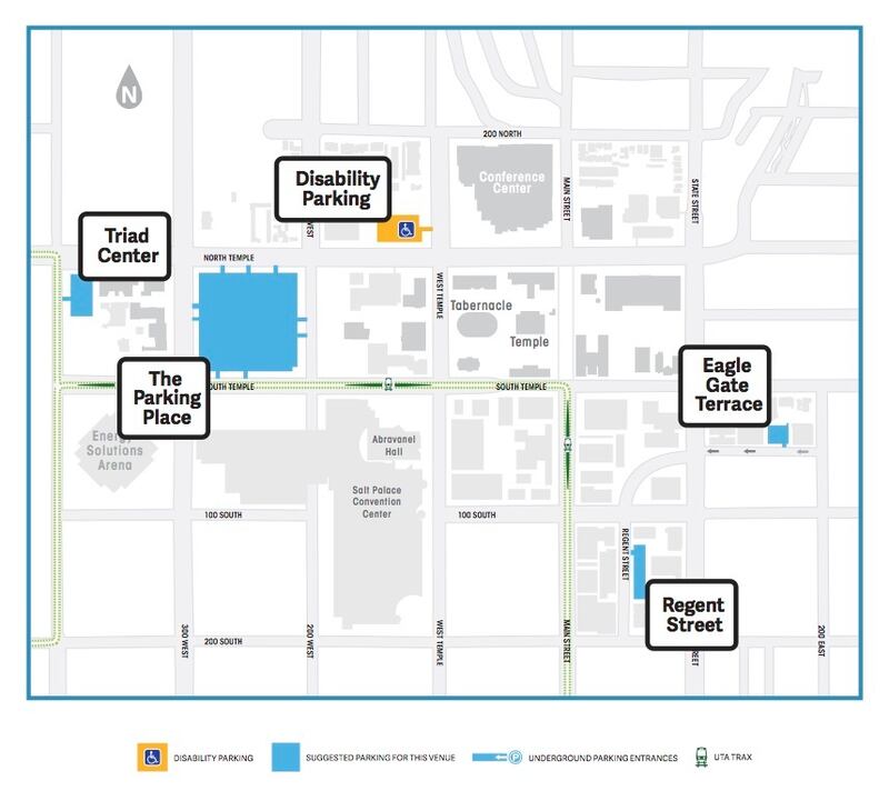 This map shows where to park for general conference.
