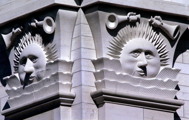 Sunlight reflects off the moonstones on the limestone walls of the 65,000-square-foot Nauvoo temple in Nauvoo, Ill.