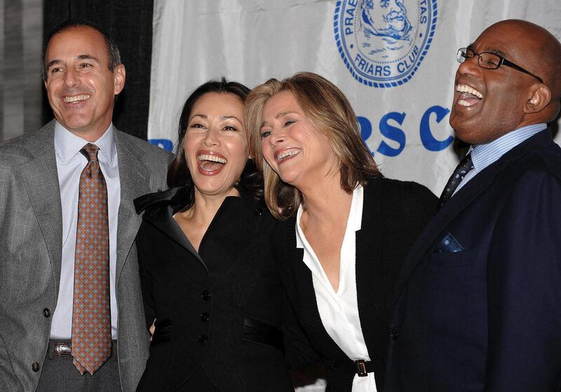 This Friday, Oct. 24, 2008 picture shows, from left, the 'Today Show' team Matt Lauer, Ann Curry, Meredith Vieira and Al Roker at the Friars Club Roast of 'Today Show' host Matt Lauer in New York. NBC's "Today" show has been one of the most stable and suc