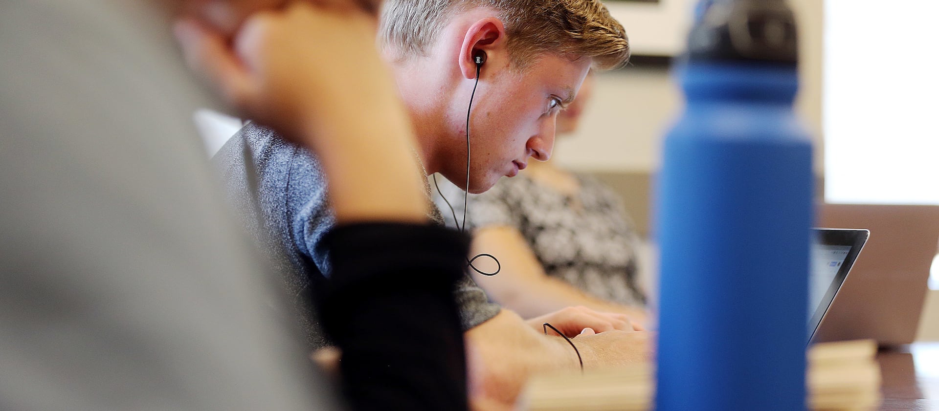 Zachary works in class at the WayPoint Academy in Huntsville on Tuesday, July 31, 2018. The all-boys academy teaches them how to learn coping skills and structure their lives.