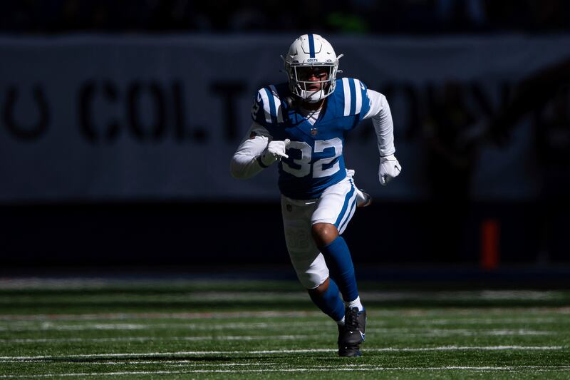 Indianapolis Colts safety Julian Blackmon drops into pass coverage.