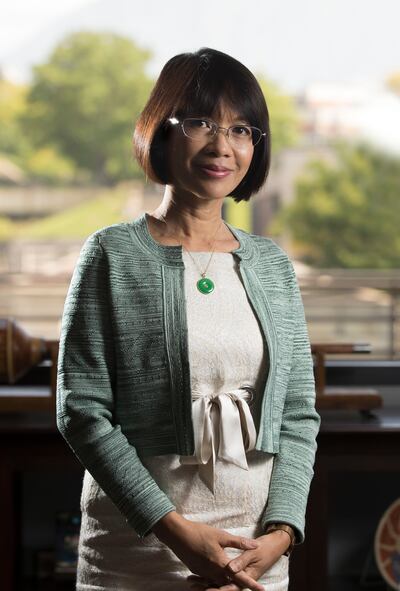 Utah Valley University President Astrid Tuminez is photographed in Orem on Monday, Sept. 17, 2018. As her term as president of UVU gets underway, she said she plans to spend time "listening and learning" about the institution.