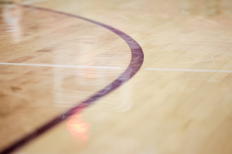 The 3-point line is pictured during a high school basketball game on Tuesday, Dec. 12, 2023.