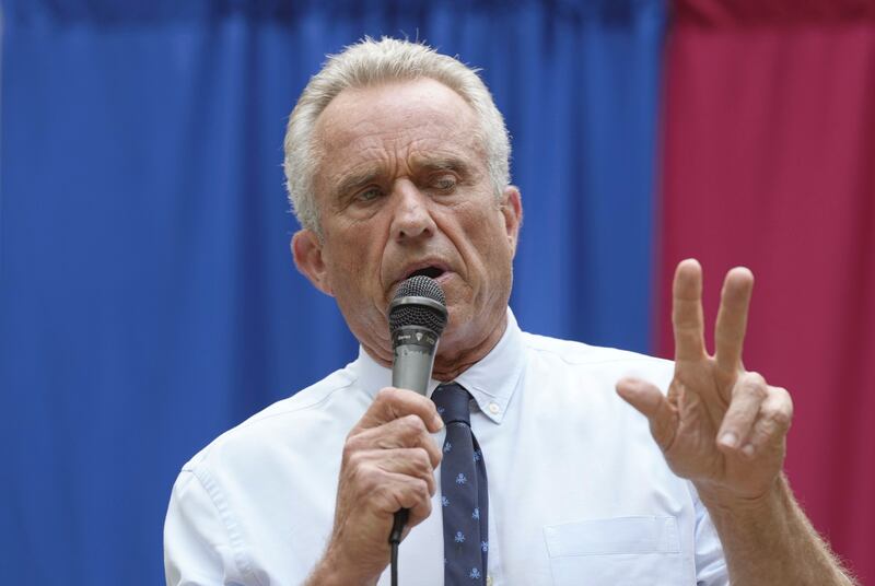 Democratic presidential hopeful Robert F. Kennedy Jr. speaks at a campaign event on Aug. 22, 2023, in Spartanburg, S.C.