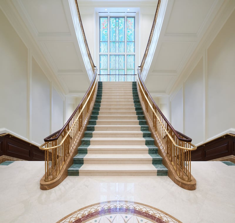 A staircase inside the Syracuse Utah Temple.
