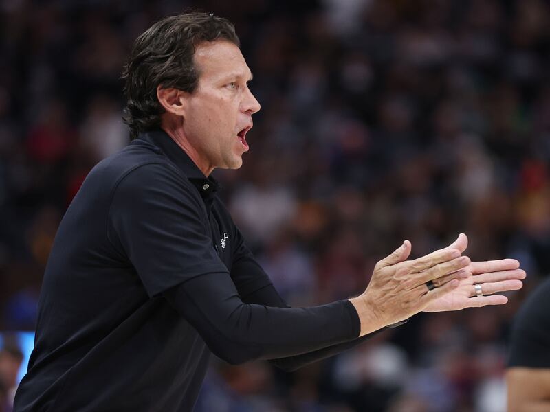 Utah Jazz coach Quin Snyder shouts from the sideline during Game 6 of first-round playoffs series against Dallas.