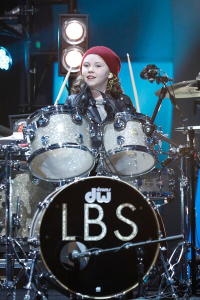 Milana Nigro plays the drums on an episode of "Little Big Shots," which airs April 29.