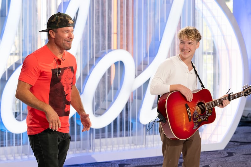 Backstreet Boy member Brian Litrell, left, joins his son, Baylee Litrell, during his "American Idol" audition.