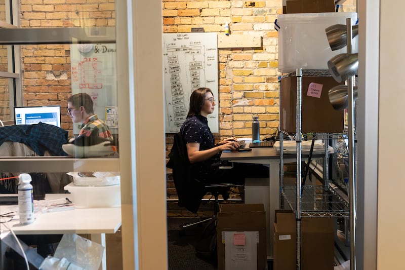 People work at Work Hive in Salt Lake City on Tuesday, Oct. 10, 2023.