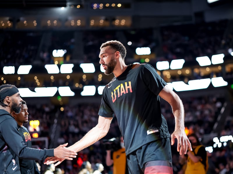 Utah Jazz center Rudy Gobert takes the court.