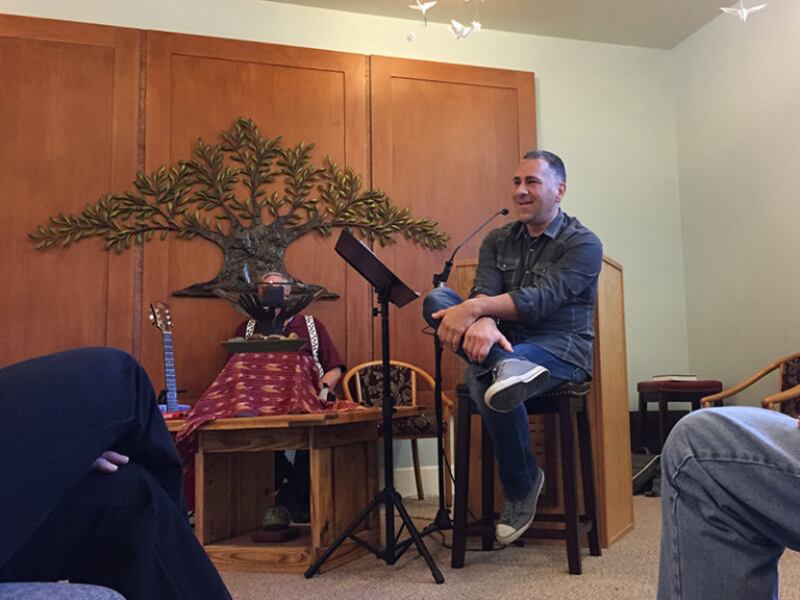 John Pavlovitz gives a sermon at Unitarian Universalist Peace Fellowship in Raleigh, N.C., on March 4, 2018.
