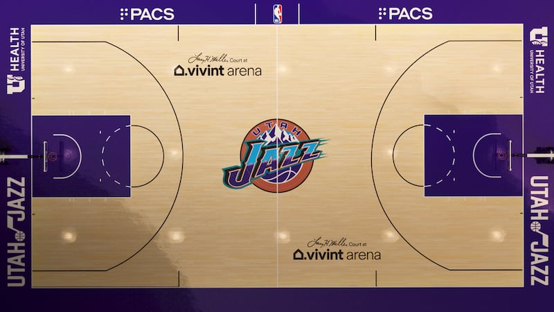 A rendering of what the Utah Jazz purple court will look like.