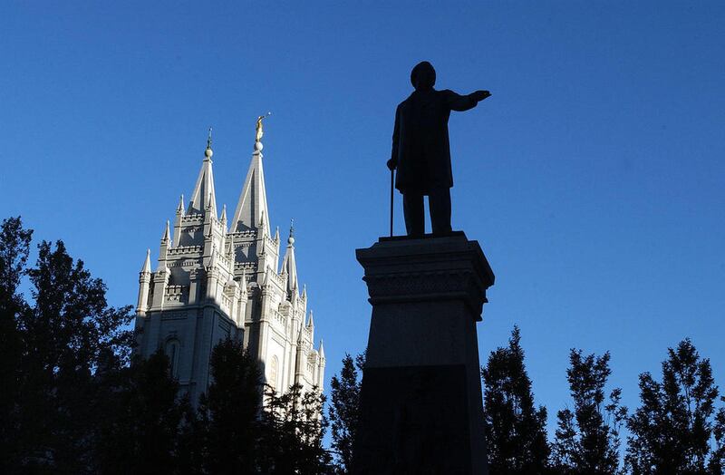 Salt Lake Temple and Brigham Young Statue.