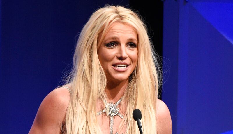 Britney Spears accepts the Vanguard award.
