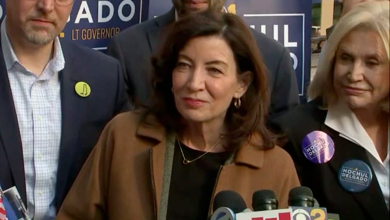 New York Gov. Kathy Hochul speaks during a news conference in New York.