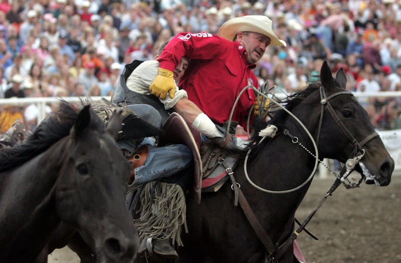 Former world champion, know a NFR pickup man, Lewis Field at the Lehi Roundup in Lehi, Utah  June 25, 2005.    Photo by Tom Smart (Submission date: 06/25/2005)