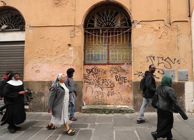 Refugees walk to tour a museum after classes at St. Paul's Within the Walls Episcopal Church in Rome, Italy on Thursday, March 7, 2019. The Church of Jesus Christ of Latter-day Saints partners with the Catholic church to help refugees.