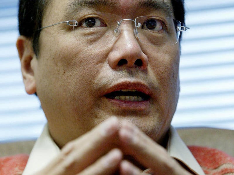 FILE - In this file photo from March 15, 2004, California political veteran Matt Fong responds to questions during an interview in his office in the City of Industry, Calif. Fong, a Republican who lost a challenge to Democratic Sen. Barbara Boxer, has di