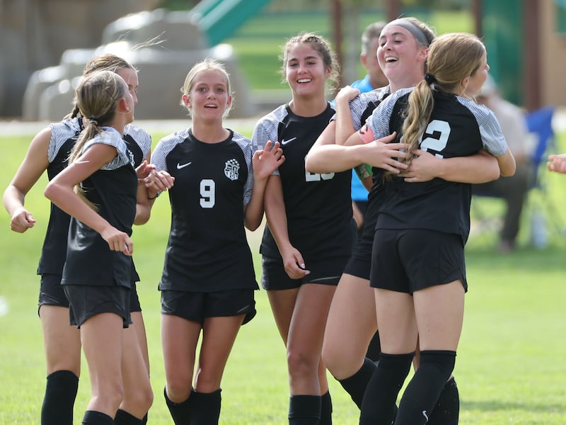 Davis’ Emmerson Taylor celebrates her goal