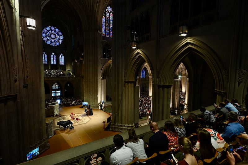 President Dallin H. Oaks, President of The Church of Jesus Christ of Latter-day Saints, speaks at the Washington National Cathedral in Washington, D.C., on Wednesday, Sept. 16, 2026.