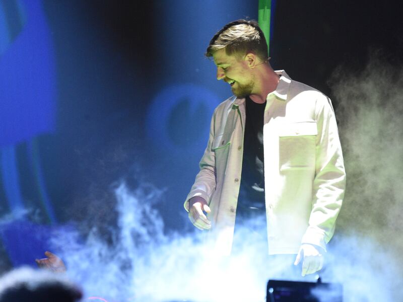 MrBeast appears onstage to accept the award for favorite male creator at the Nickelodeon Kids’ Choice Awards at Microsoft Theater in Los Angeles.