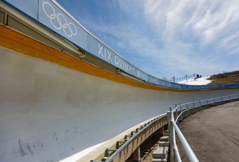 A curve on the bobsled track at the Utah Olympic Park in Park City.