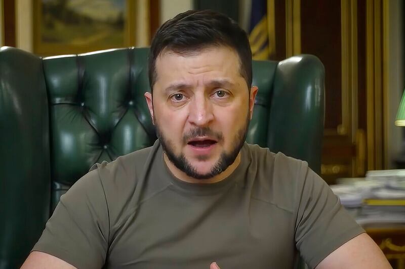 Ukrainian President Volodymyr Zelenskyy speaks from Kyiv, Ukraine.