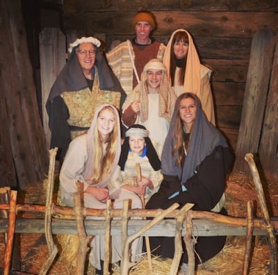 The Alpine Living Nativity. Top left: Gary Hayes, Garon Larsen, Alison Larsen. Bottom left: Ryah Larsen, Trey Larsen, Hayes Larsen and Esty Larsen.