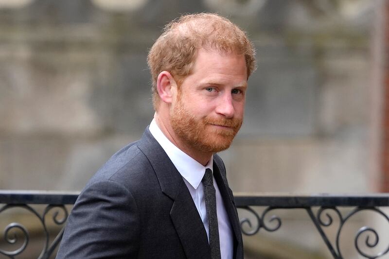 Britain’s Prince Harry arrives at the Royal Courts Of Justice in London.