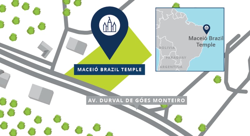 A map of the Maceió Brazil Temple site.