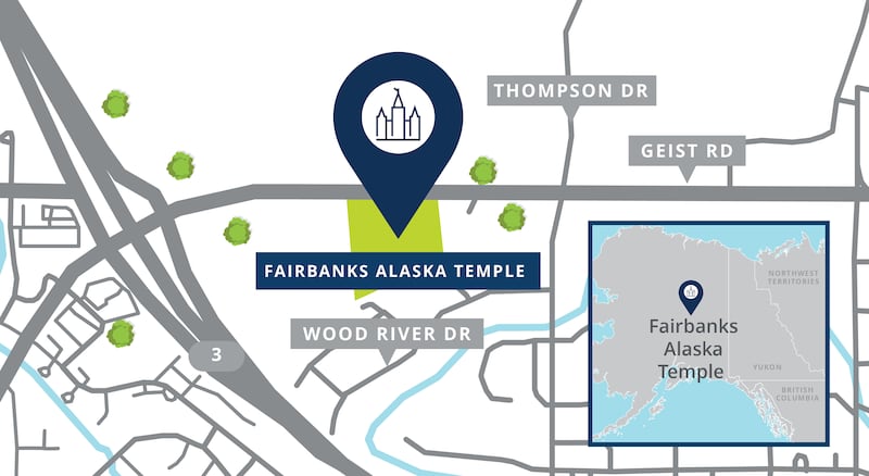 Site location map for the Fairbanks Alaska Temple.