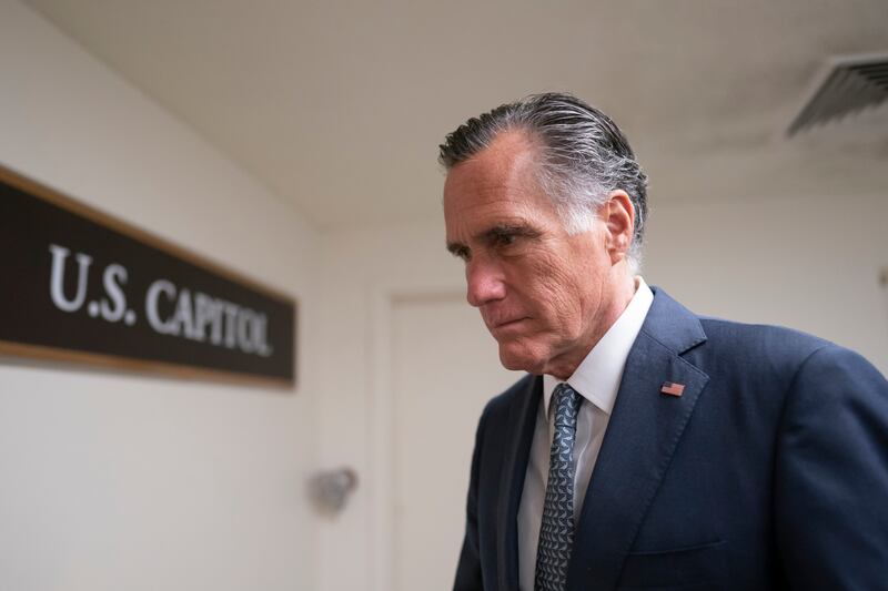 Sen. Mitt Romney, R-Utah, a member of the Senate Foreign Relations Committee, heads to a vote at the Capitol in Washington in 2022.