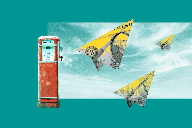 An illustration of rising gas prices.