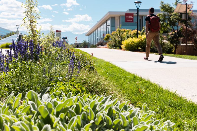 Students walk on the University of Utah campus in Salt Lake City on Aug. 28, 2023.