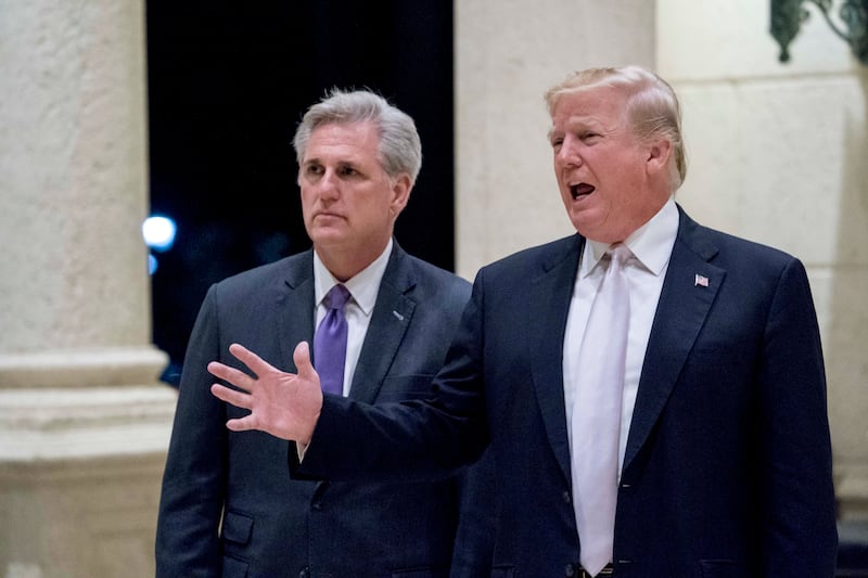 President Donald Trump, right, accompanied by House Majority Leader Kevin McCarthy, R-Calif., in 2018.