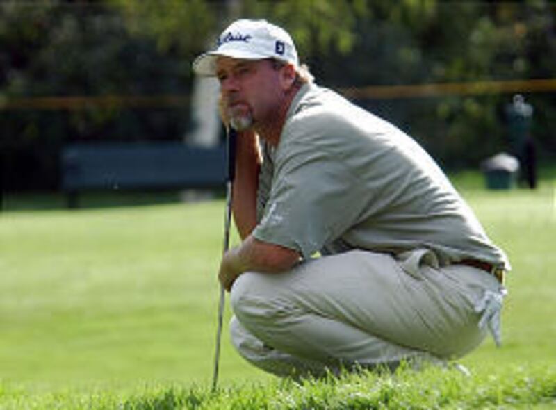Jeff Freeman of La Quinta, Calif., examines his putt during the second round of the Utah Classic on Friday.