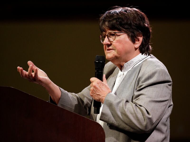 Sister Helen Prejean speaks at Belmont University on Sept. 23, 2015, in Nashville, Tenn.