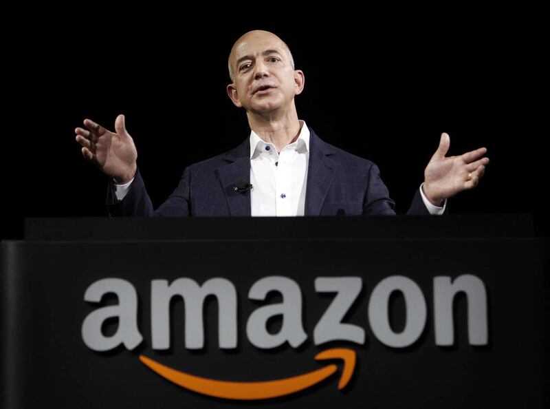 FILE - In this Sept. 6, 2012 file photo, Amazon founder and CEO Jeff Bezos speaks in Santa Monica, Calif. (AP Photo/Reed Saxon, File)