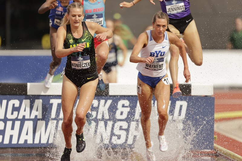 BYU’s Courtney Wayment competes in the steeplechase at the NCAA Track and Field Championships in Eugene, Oregon.