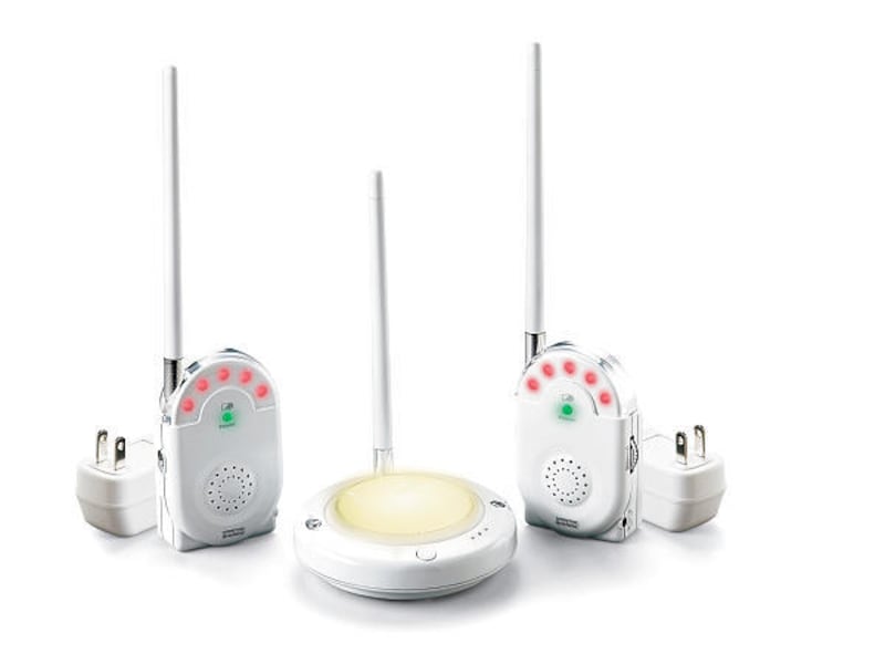 The Fisher-Price Sounds ?n Lights Monitor with Dual Receivers is a monitor that flashes red light when baby makes noise. $39.99, available at Babies R Us and Walmart stores. Also available at Fisher-Price.com. (MCT)