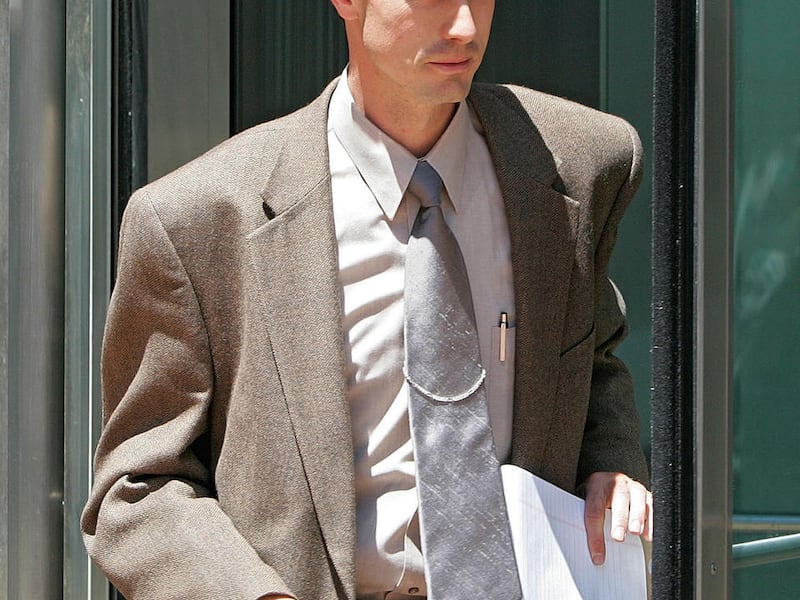 In this July 14, 2006 file photo, Seth Steed Jeffs of Hildale, Utah, the younger brother of Warren Jeffs, leaves federal court in Denver after being sentenced to three years probation for harboring a fugitive, his brother Warren Jeffs. Warren Jeffs is on
