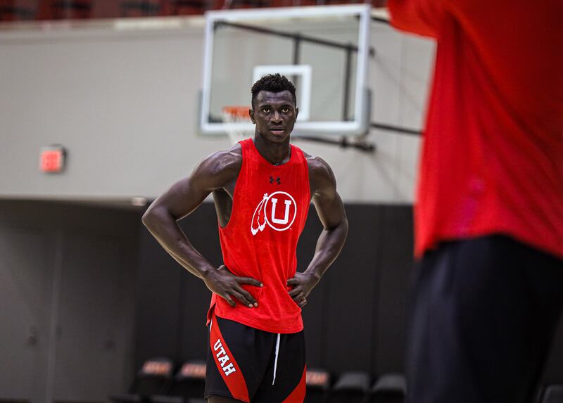Utah Runnin’ newcomer Keba Keita looks on during a workout at the University of Utah in Salt Lake City.