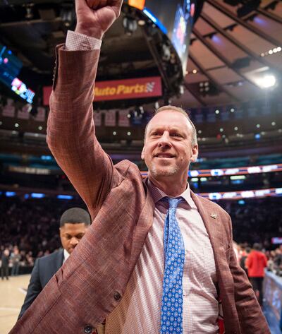 Utah coach Larry Krystkowiak walks off the court after the Utes defeated Western Kentucky in the semifinal round of the NIT in Madison Square Garden in New York City on Tuesday, March 27, 2018.