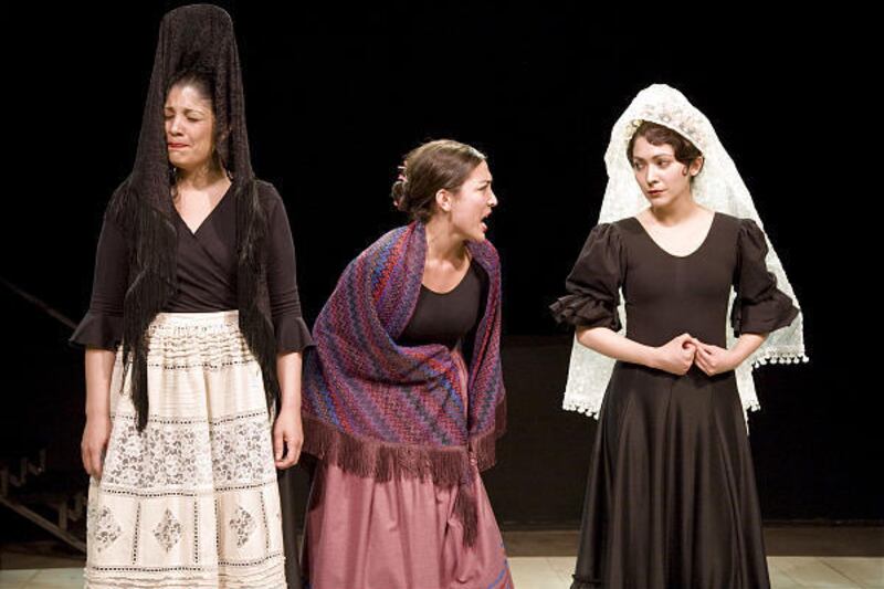 Mother (Leticia Velez), Wife (Dominique Razon) and Bride (Nicol Razon) in Babcock Theatre's production of "Blood Wedding."