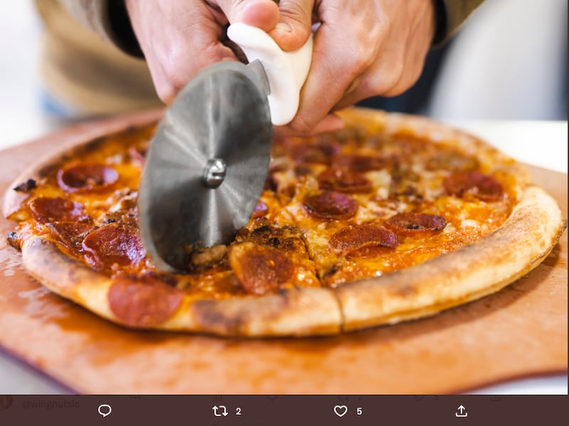 A screenshot from Stellar Pizza’s Twitter page shows one of the pizza’s the company’s robots can make.