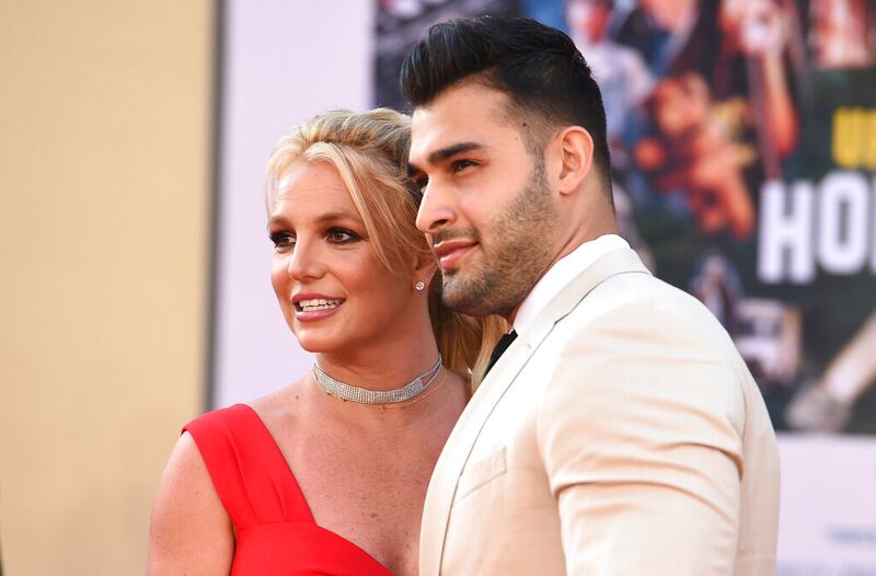 Britney Spears and Sam Asghari arrive at the TCL Chinese Theatre.