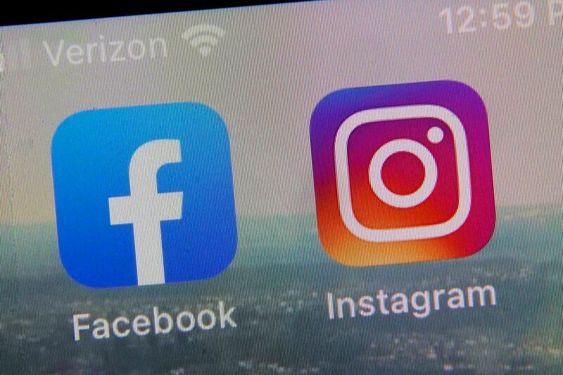 This photo shows the mobile phone app logos for Facebook and Instagram in New York on Oct. 5, 2021.