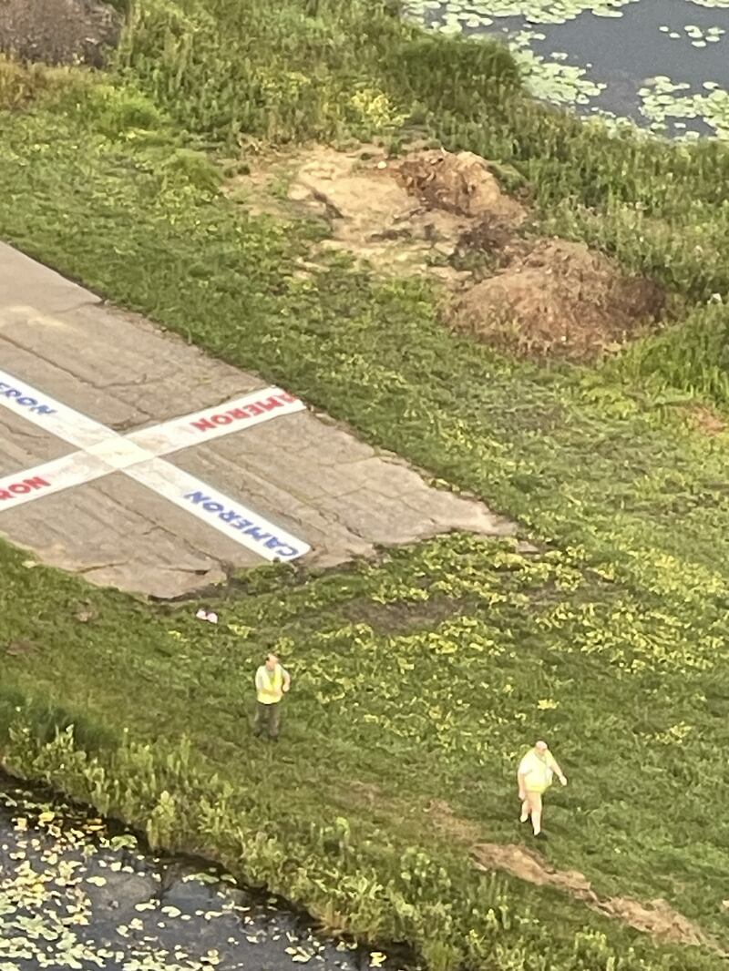 A target on a field in Jackson, Missouri, during the Women's National Hot Air Balloon Championship in July.